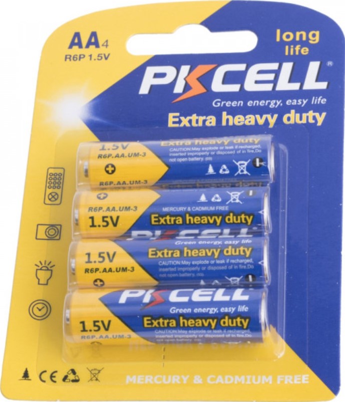 PkCell AA/HR6, 1.5V, Extra heavy duty, 4pc/card