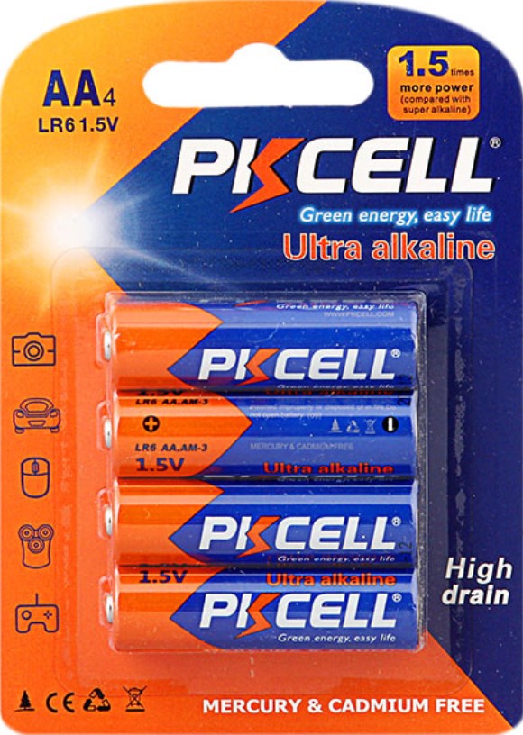 Батарейки типу АА PkCell AA/HR6, 1.5V, 4pcs/card