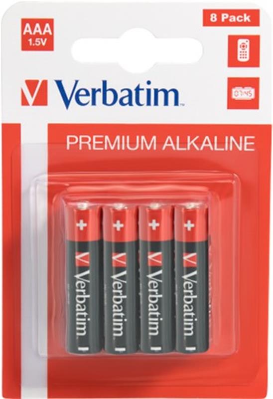 Батарейки типу ААА Verbatim Alkaline AAA/LR03 BL 8шт (49502)