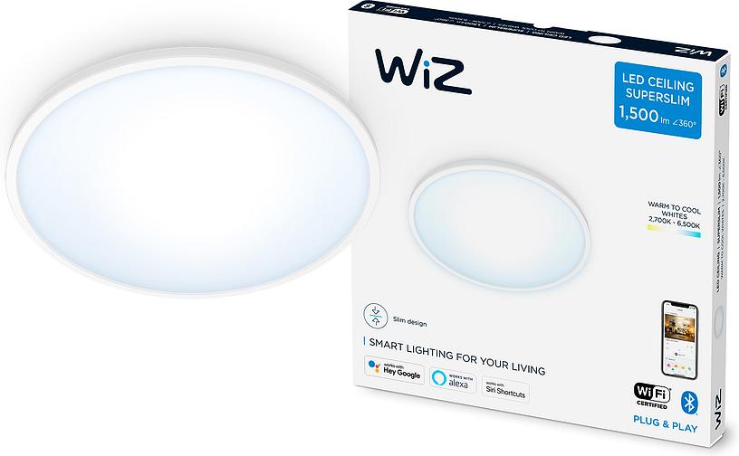 Світильник стельовий розумний WiZ SuperSlim Ceiling 16W 2700-6500K Wi-Fi білий (929002685101) ціна 2149.00 грн - фотографія 2