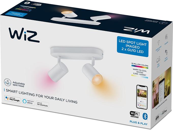 Светильник точечный накладной умный WiZ IMAGEO Spots 2х5W 2200-6500K RGB Wi-Fi белый (929002658801) обзор - фото 11