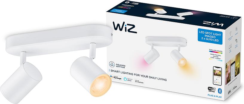 Светильник точечный накладной умный WiZ IMAGEO Spots 2х5W 2200-6500K RGB Wi-Fi белый (929002658801) в интернет-магазине, главное фото