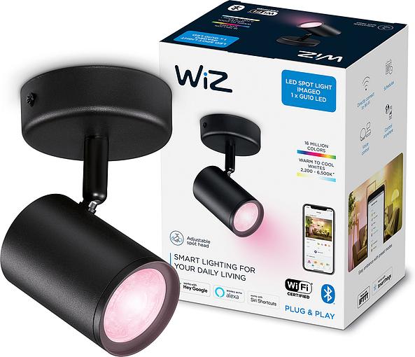 Светильник точечный накладной умный WiZ IMAGEO Spots 1х5W 2200-6500K RGB Wi-Fi черный (929002659001)