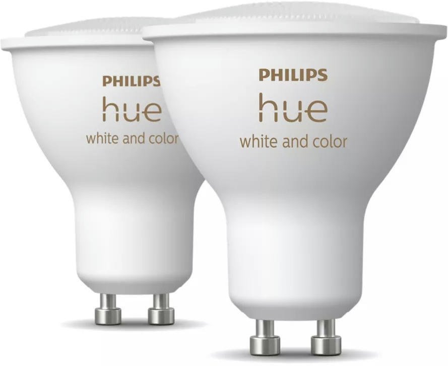 Розумна світлодіодна лампа Philips Hue GU10, 5.7W (50Вт), 2000K-6500K, RGB, ZigBee, 2шт (929001953112) ціна 6123 грн - фотографія 2