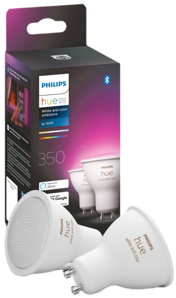 Philips Hue GU10, 5.7W (50Вт), 2000K-6500K, RGB, ZigBee, 2шт (929001953112)