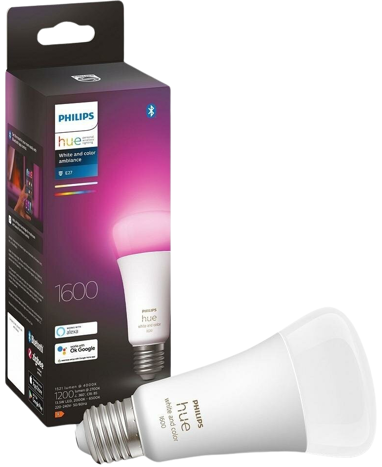 Лампа Philips светодиодная Philips Hue E27, 15W (100Вт), 2000K-6500K, RGB, ZigBee (929002471601)