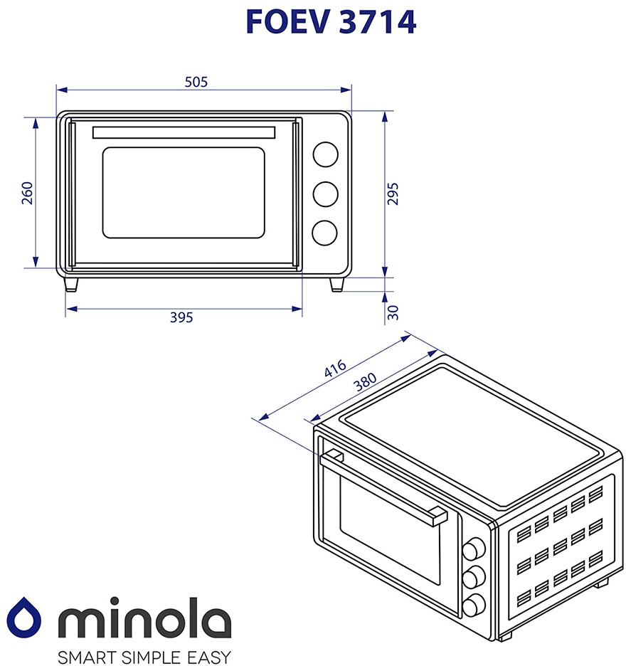 Minola FOEV 3714 GR Габаритные размеры