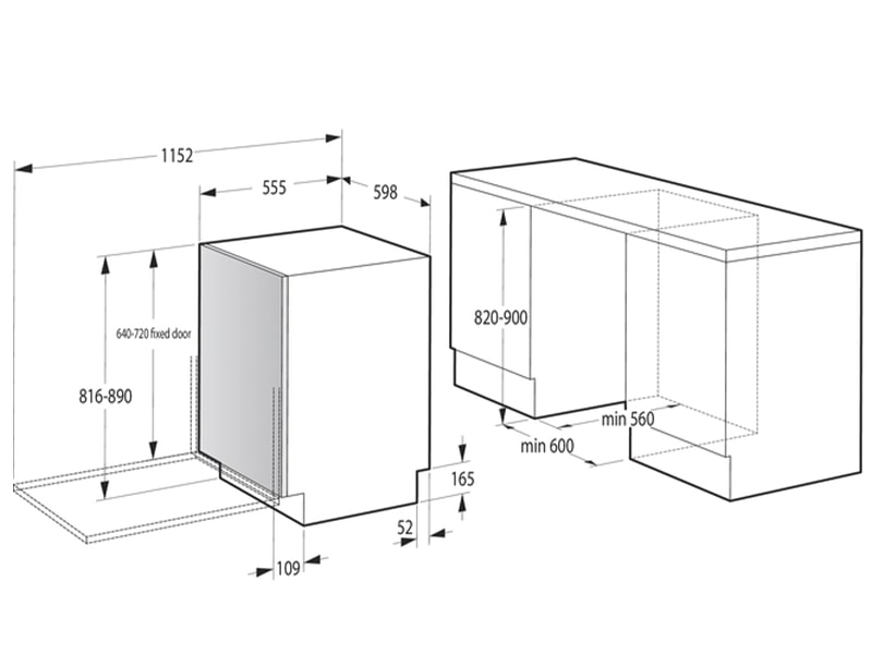 Gorenje GV 642 C 60 Габаритные размеры