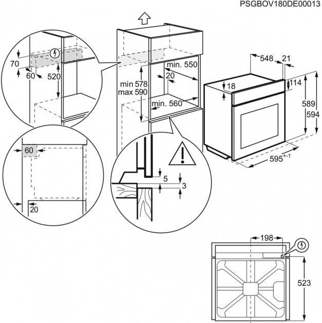 Electrolux OPEB2520V Габаритні розміри