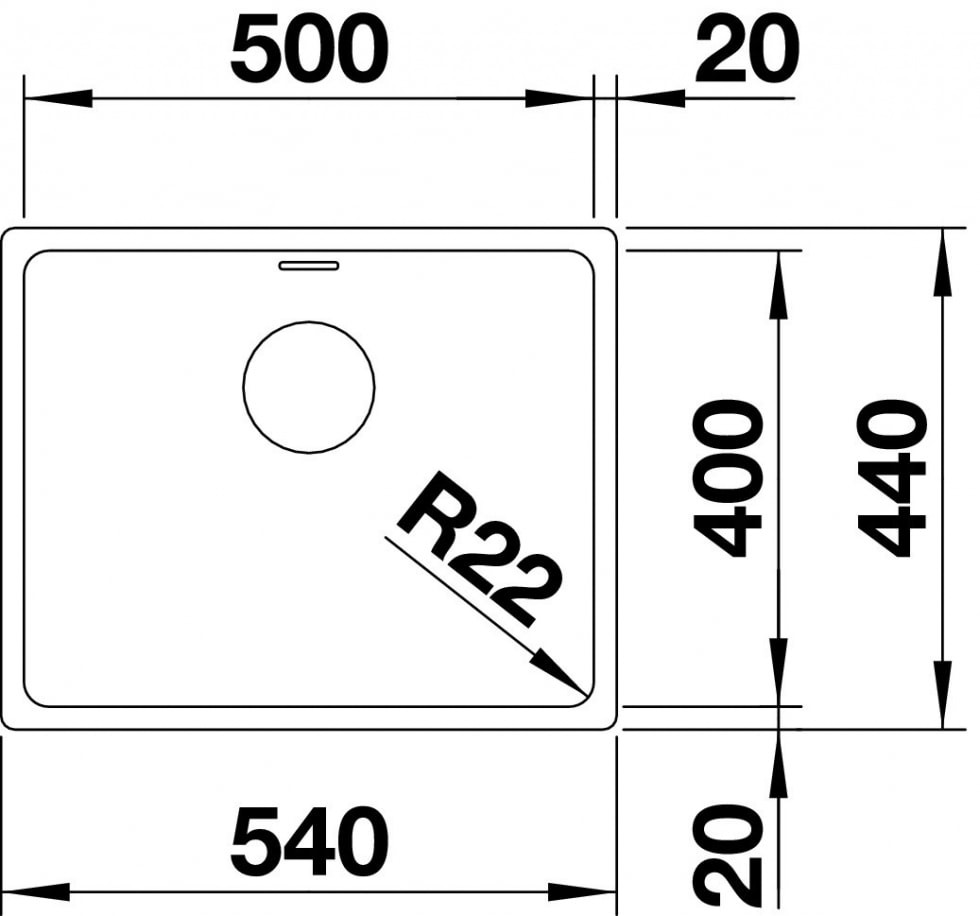 Blanco ANDANO 500-U (522967) Габаритные размеры