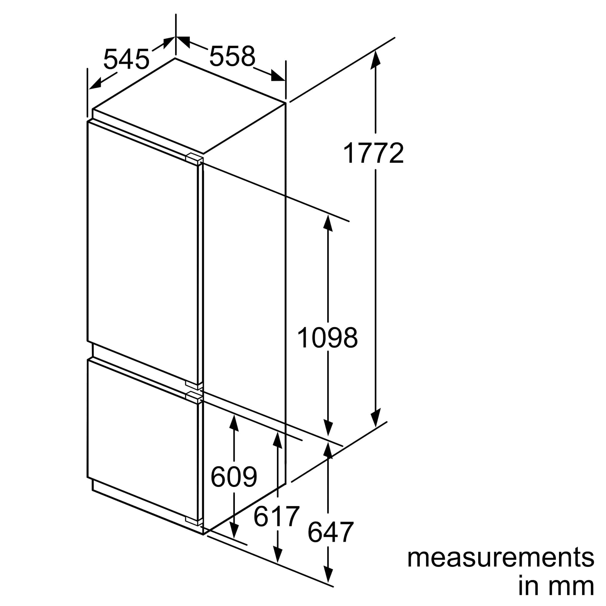 Bosch KIS87AFE0 Габаритные размеры