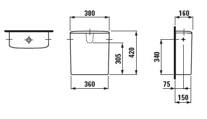 Laufen Palace H8287010008711, dual-flush Габаритні розміри