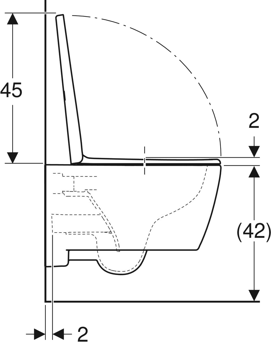 Geberit iCon 501.663.JT.1 безободковий з сидінням с крышкой Softclose, цвет белый альпийский матовый Габаритні розміри