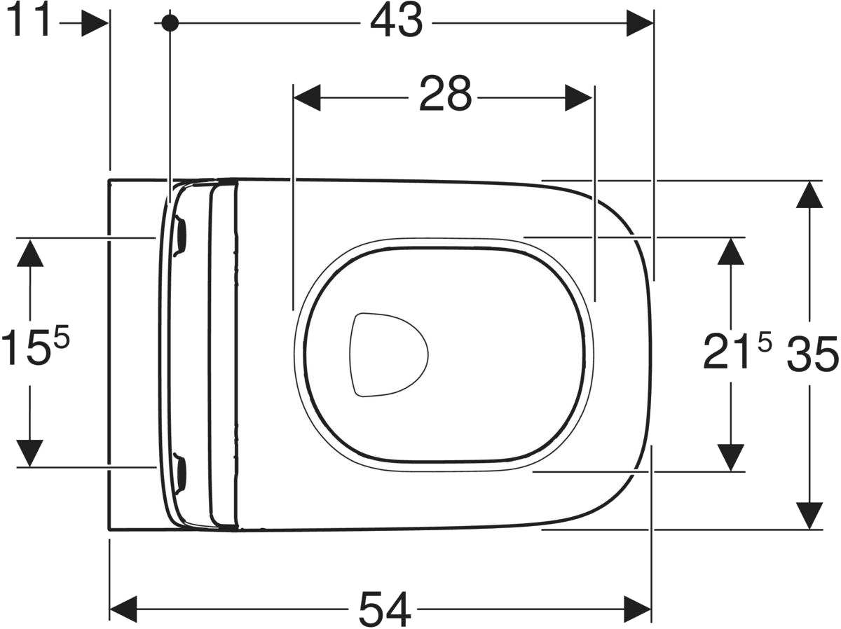 Geberit Smyle Square 500.685.01.1 Rimfree, с сиденьем Soft Close (Sandwich) Габаритные размеры