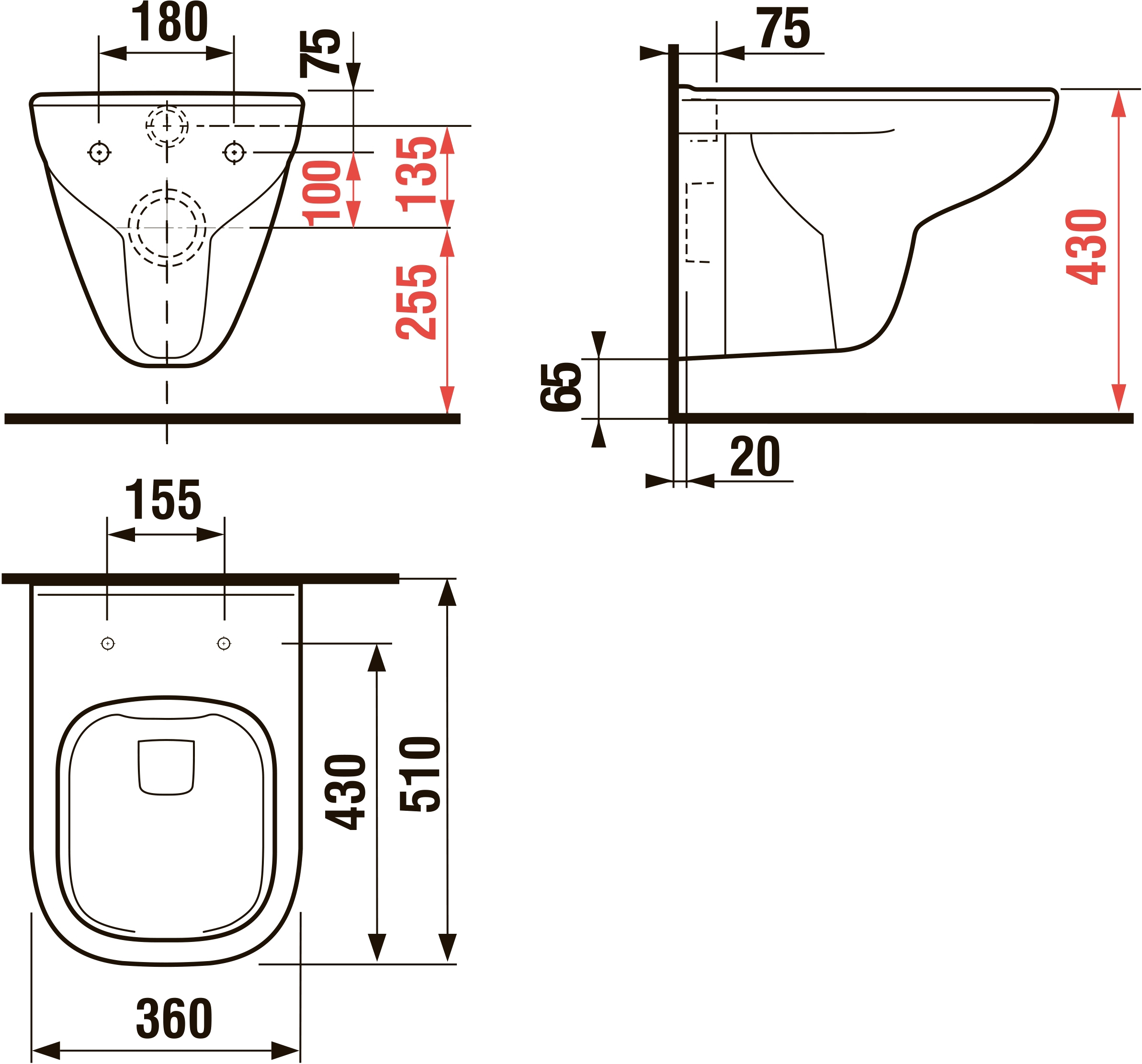 Jika Deep Rimless H8206140000001 Габаритні розміри