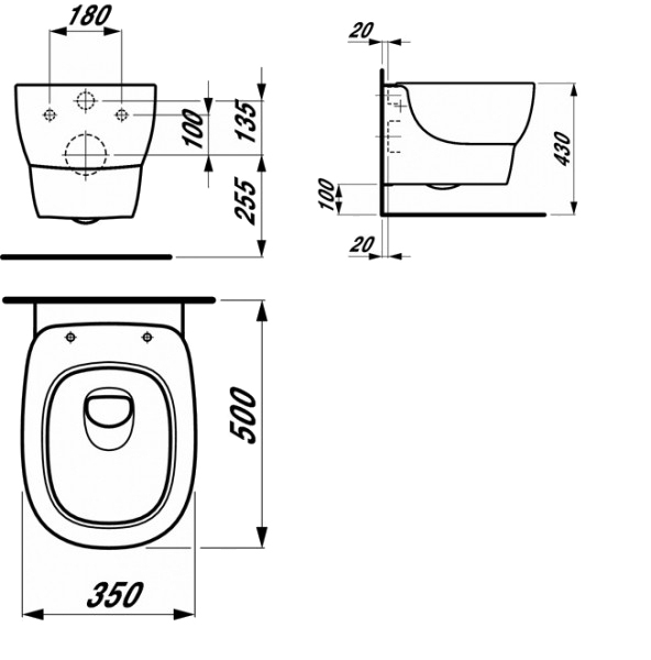 Laufen Mimo H8205500000001 Габаритні розміри