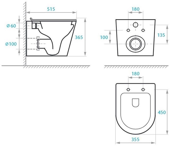 Koller Pool Orion с сиденьем Soft-close (OR-0515-RQ3) Габаритные размеры