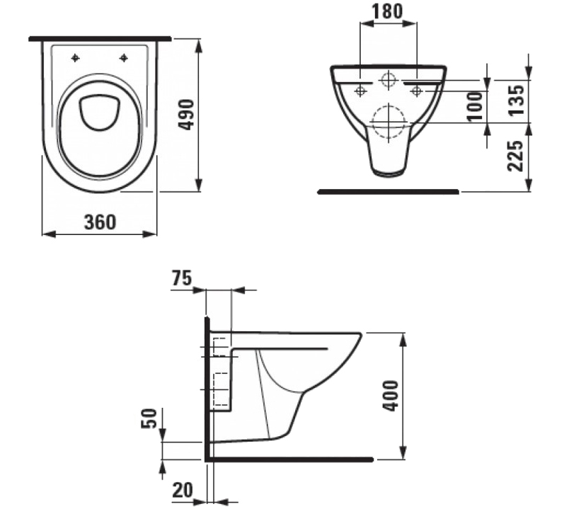 Laufen Pro H8209520000001 Габаритні розміри