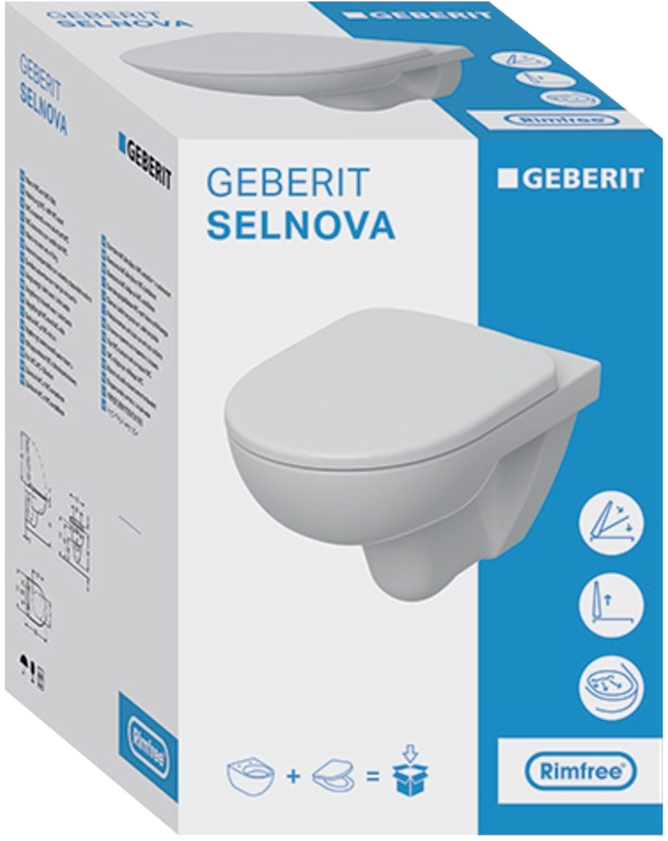 Унітаз підвісний Geberit SelNova Rimfree 501.751.00.1 із сидінням slow closing ціна 7647 грн - фотографія 2