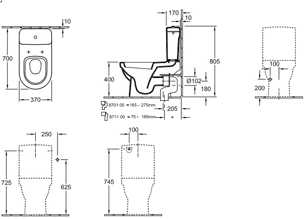 Villeroy&Boch Architectura 56771001 Габаритні розміри