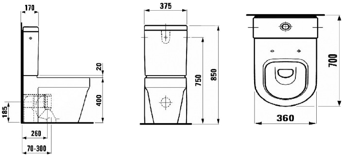 Laufen Form H8236760002311 Габаритные размеры