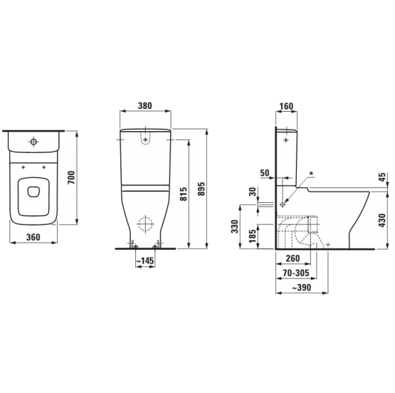 Laufen Palace H8247060000001 Габаритні розміри