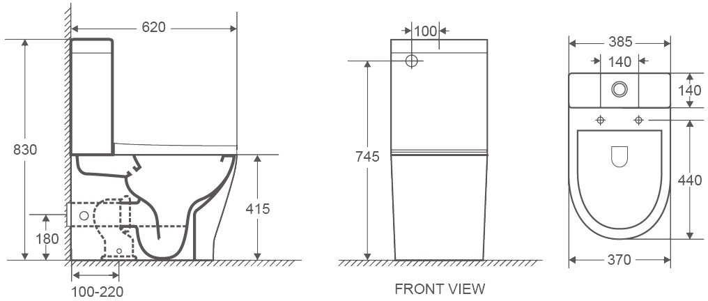 Volle Franco Rimless 1341.002000, сидіння Duroplast Slim slow-closing Габаритні розміри