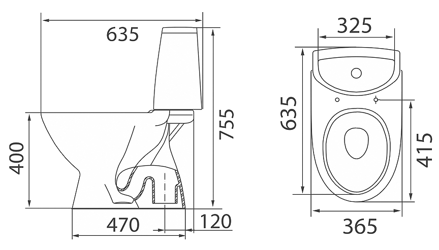 Kolo Runa L89206200, сидіння Duroplast, soft-close, Click2Clean Габаритні розміри