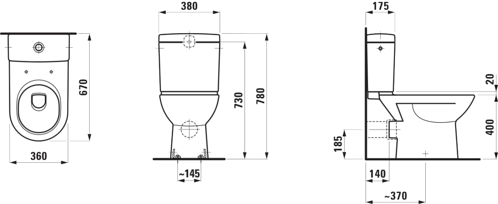 Laufen Pro H8679500009701 Габаритні розміри