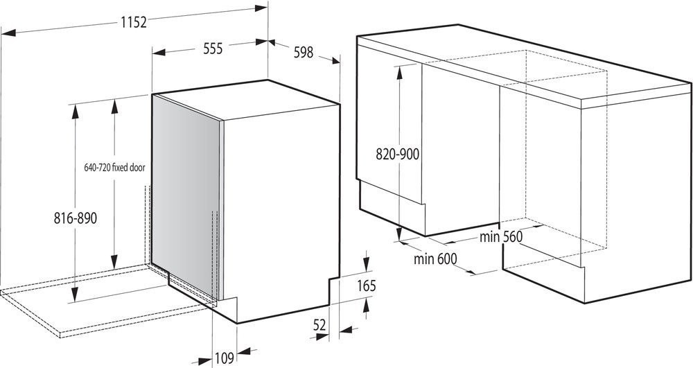 Gorenje GV693C61AD Габаритні розміри