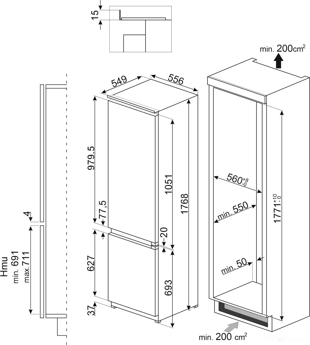 Smeg C8174DN2E Габаритні розміри