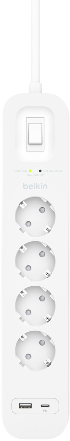 в продажу Мережевий фільтр Belkin 4хSchuko, 16А, USB-A/USB-C, 18Вт, 2м (SRB001VF2M) - фото 3