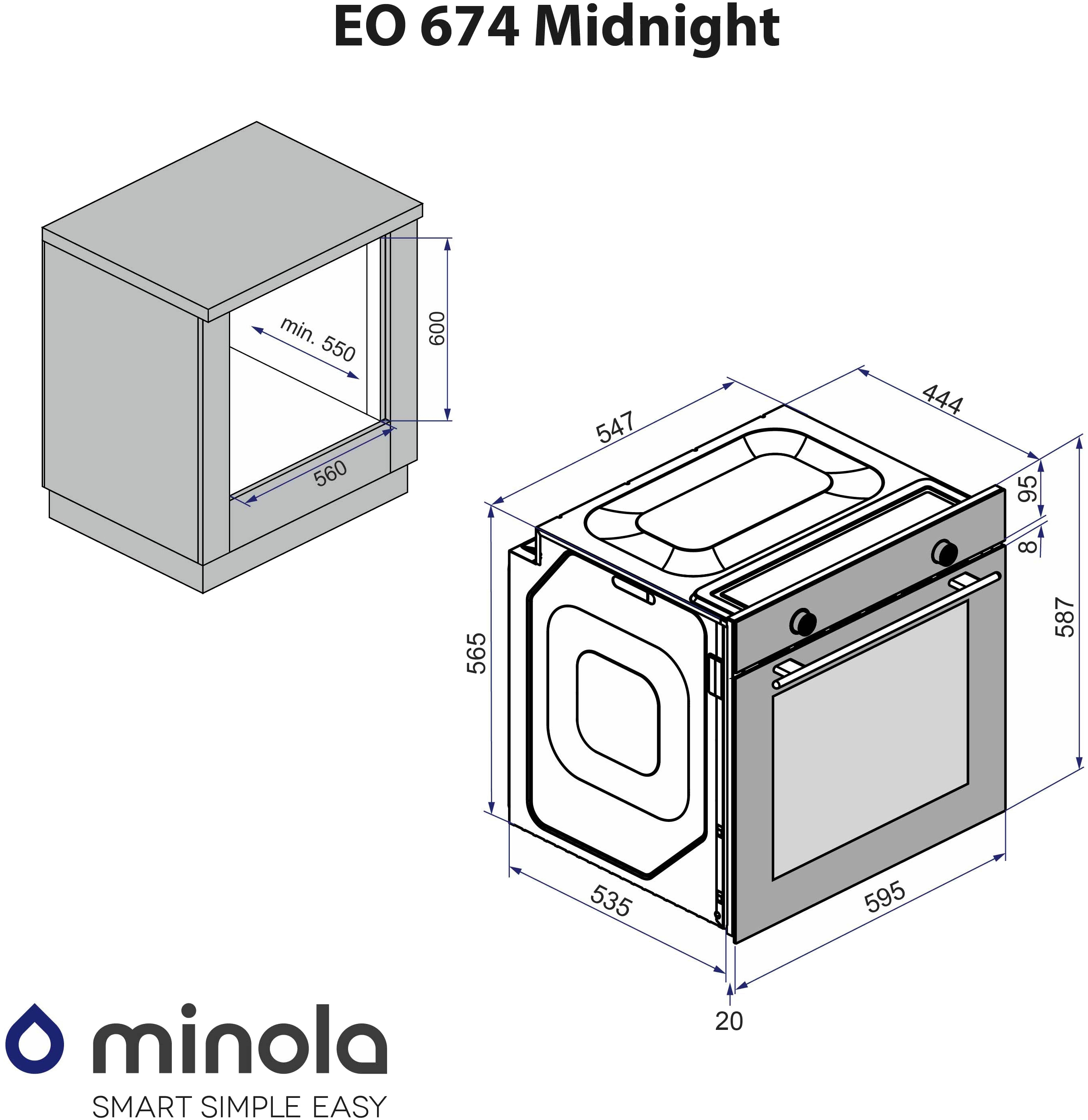 Minola EO 674 Midnight Габаритные размеры