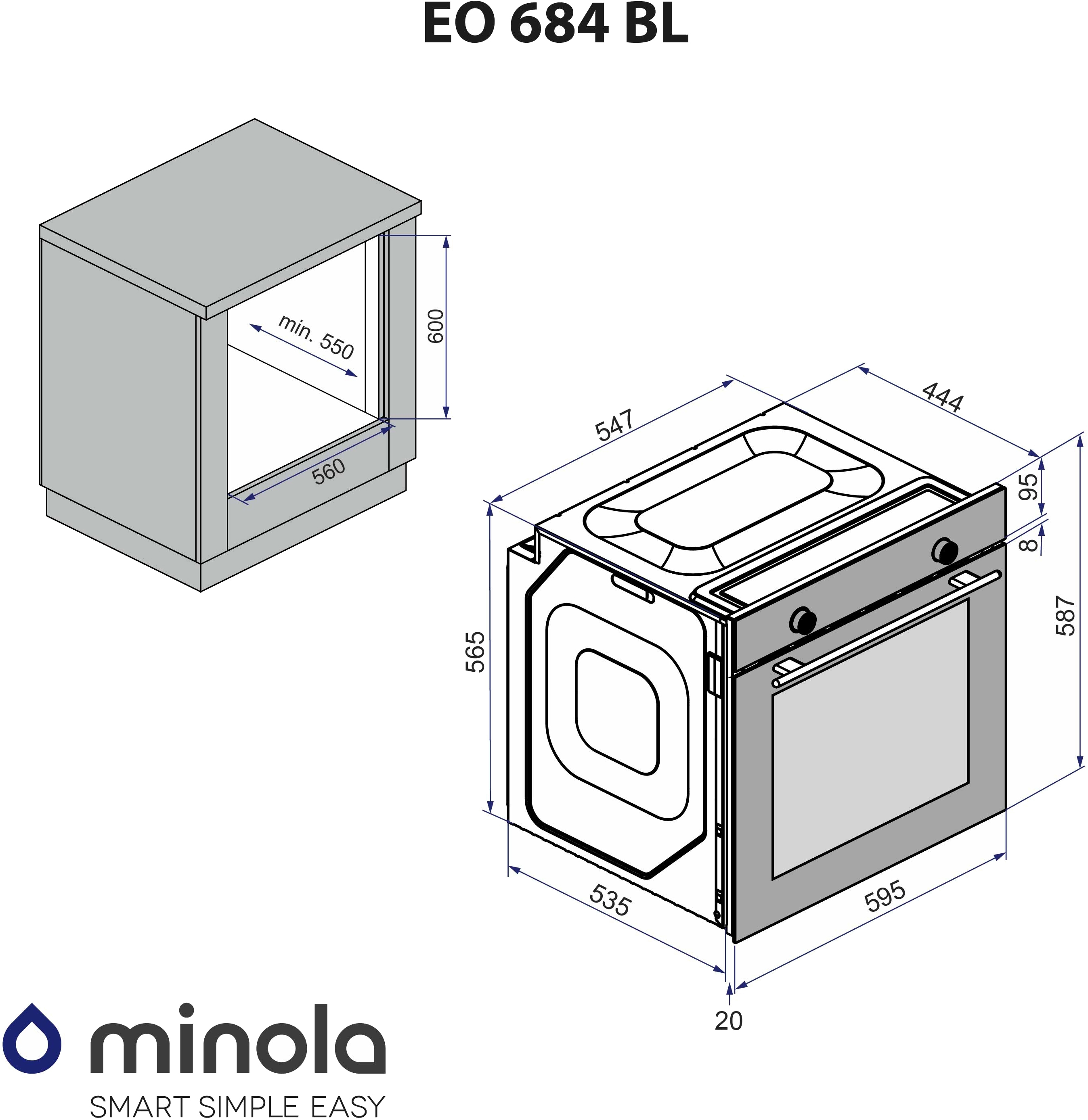 Minola EO 684 BL Габаритні розміри