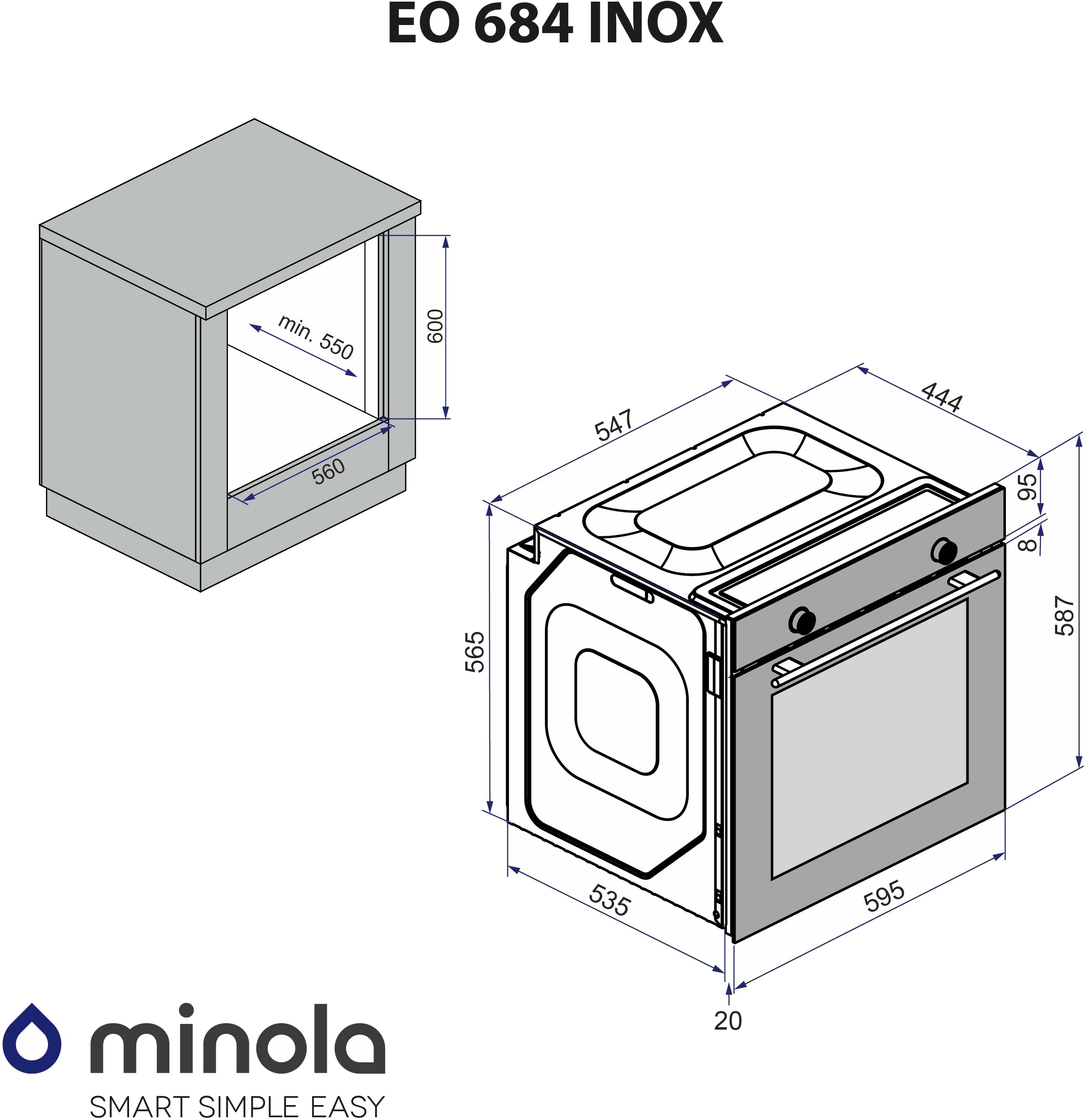 Minola EO 684 INOX Габаритные размеры