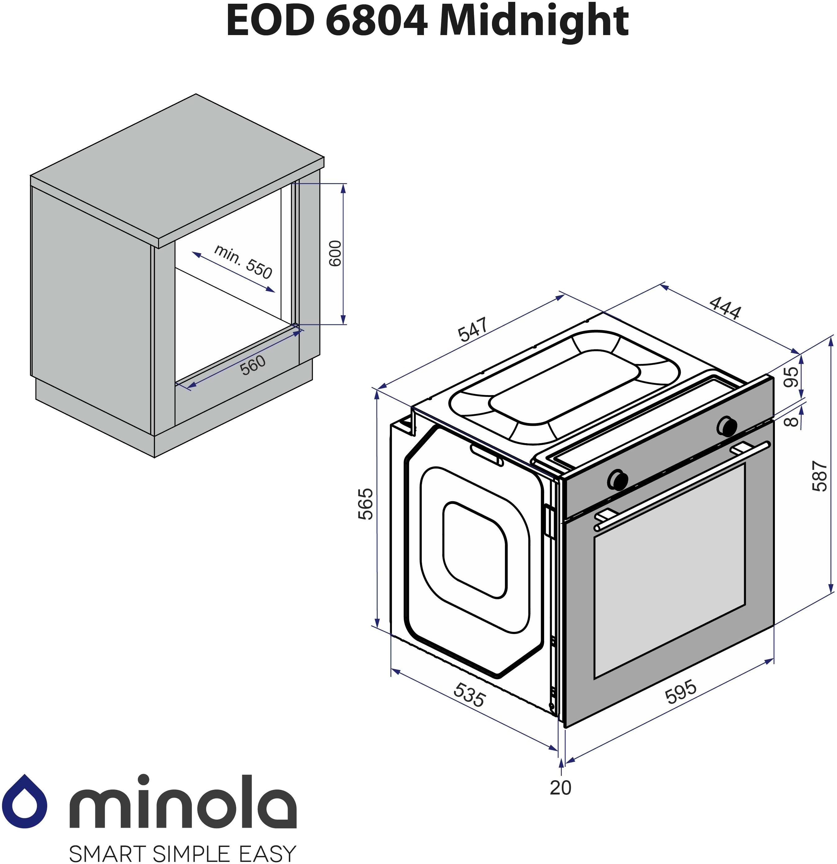 Minola EOD 6804 Midnight Габаритные размеры