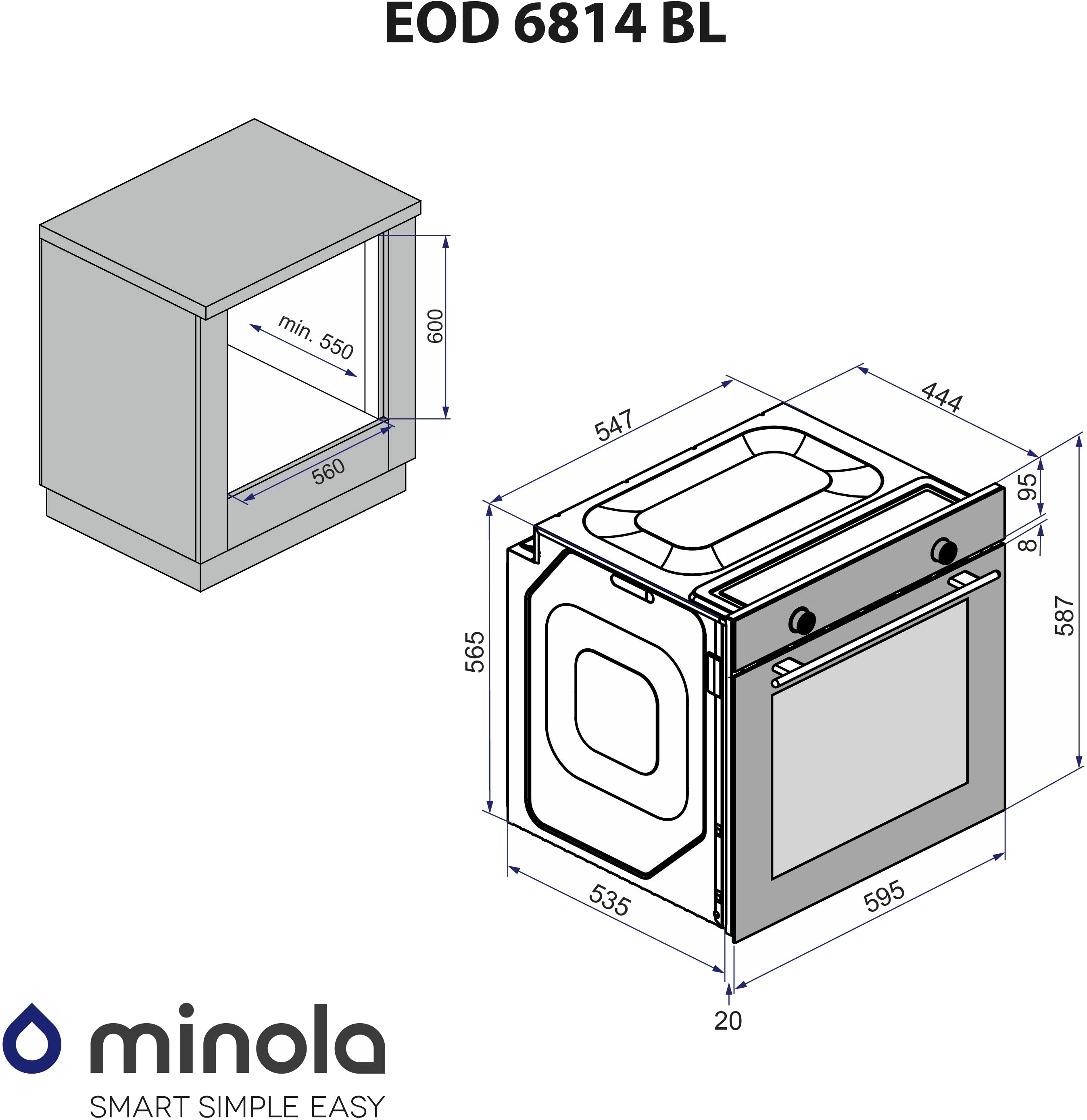 Minola EOD 6814 BL Габаритные размеры