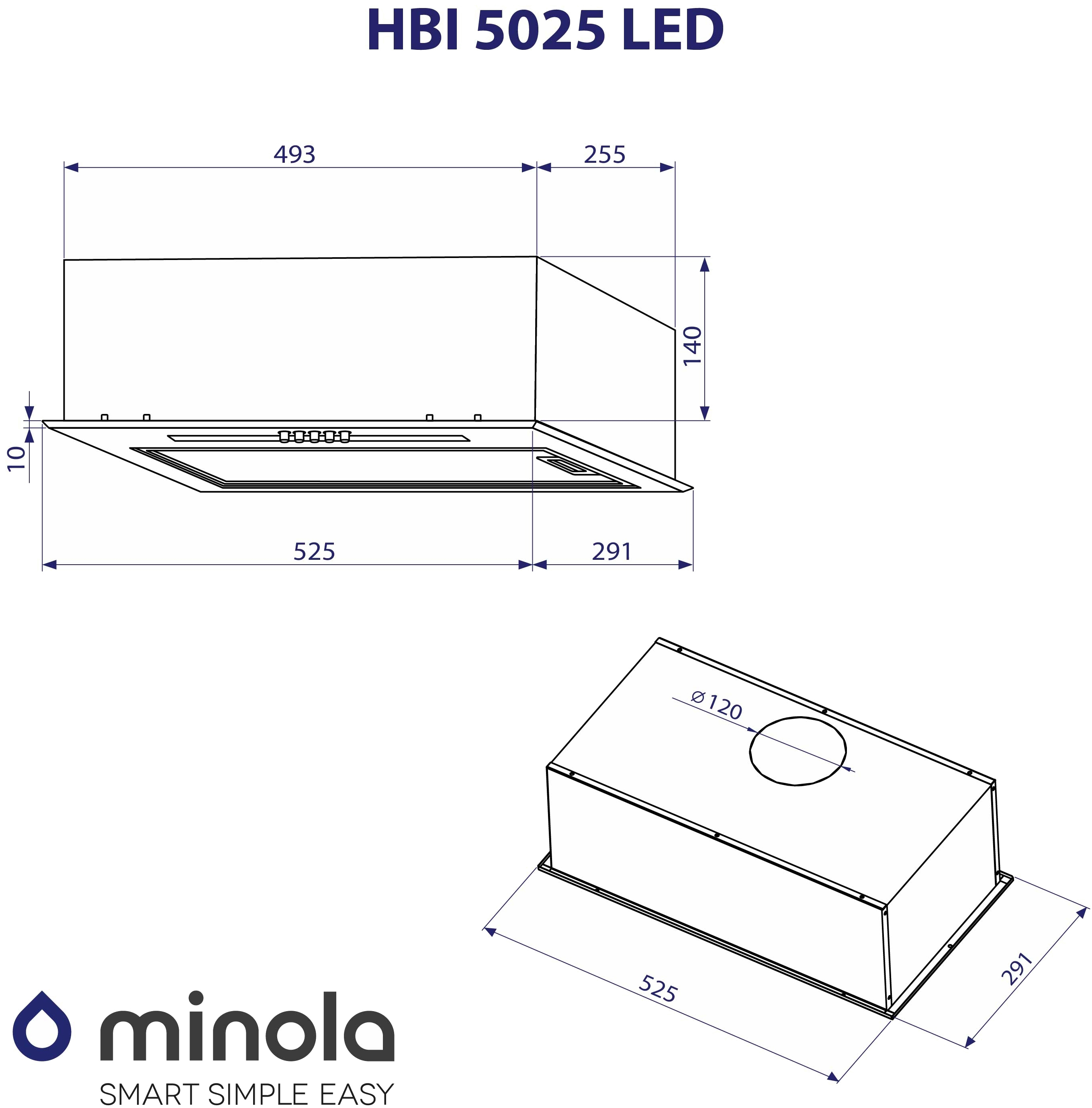 Minola HBI 5025 BL LED Габаритные размеры