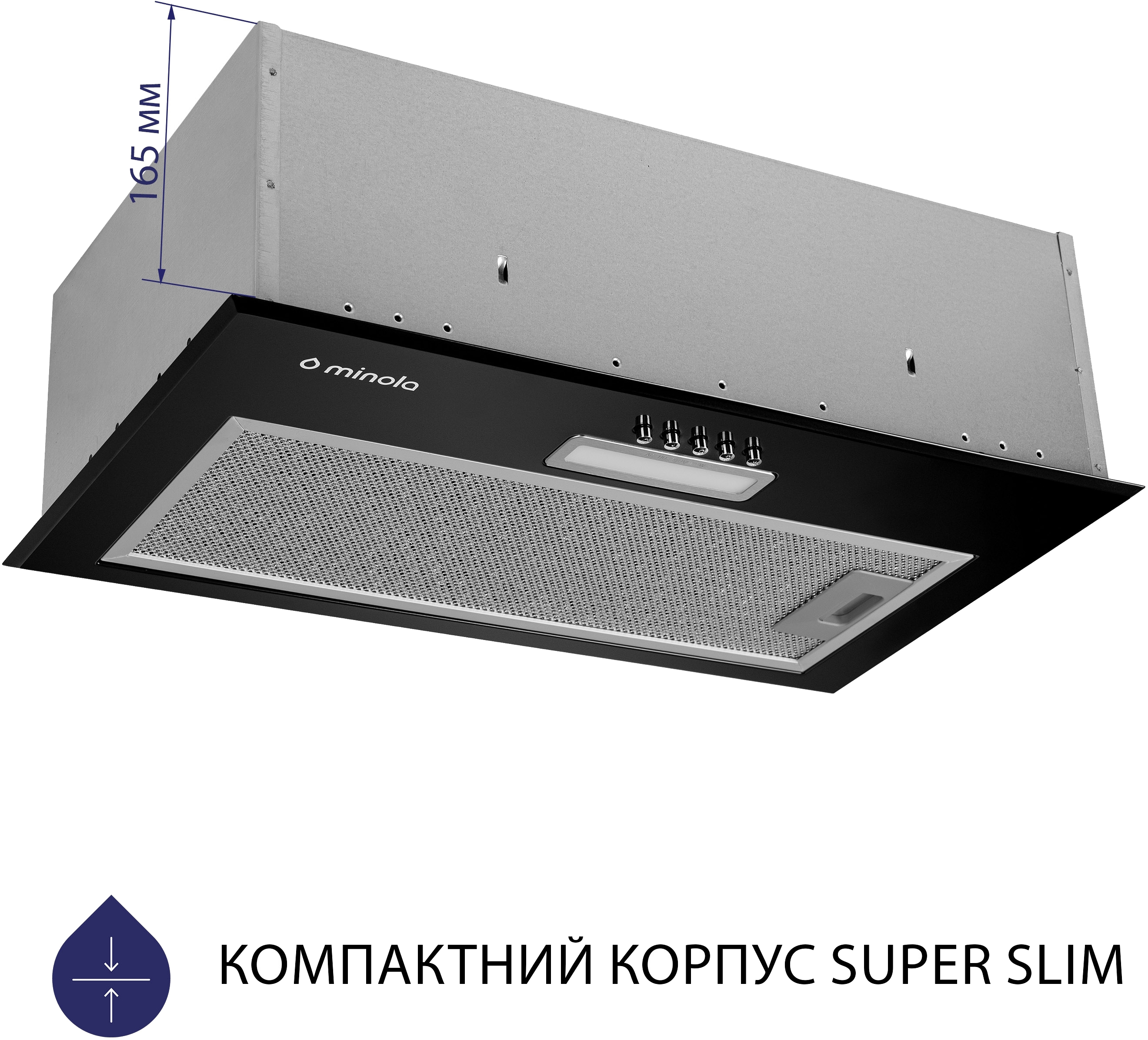 Кухонна витяжка Minola HBI 5214 BL 700 LED ціна 2999 грн - фотографія 2