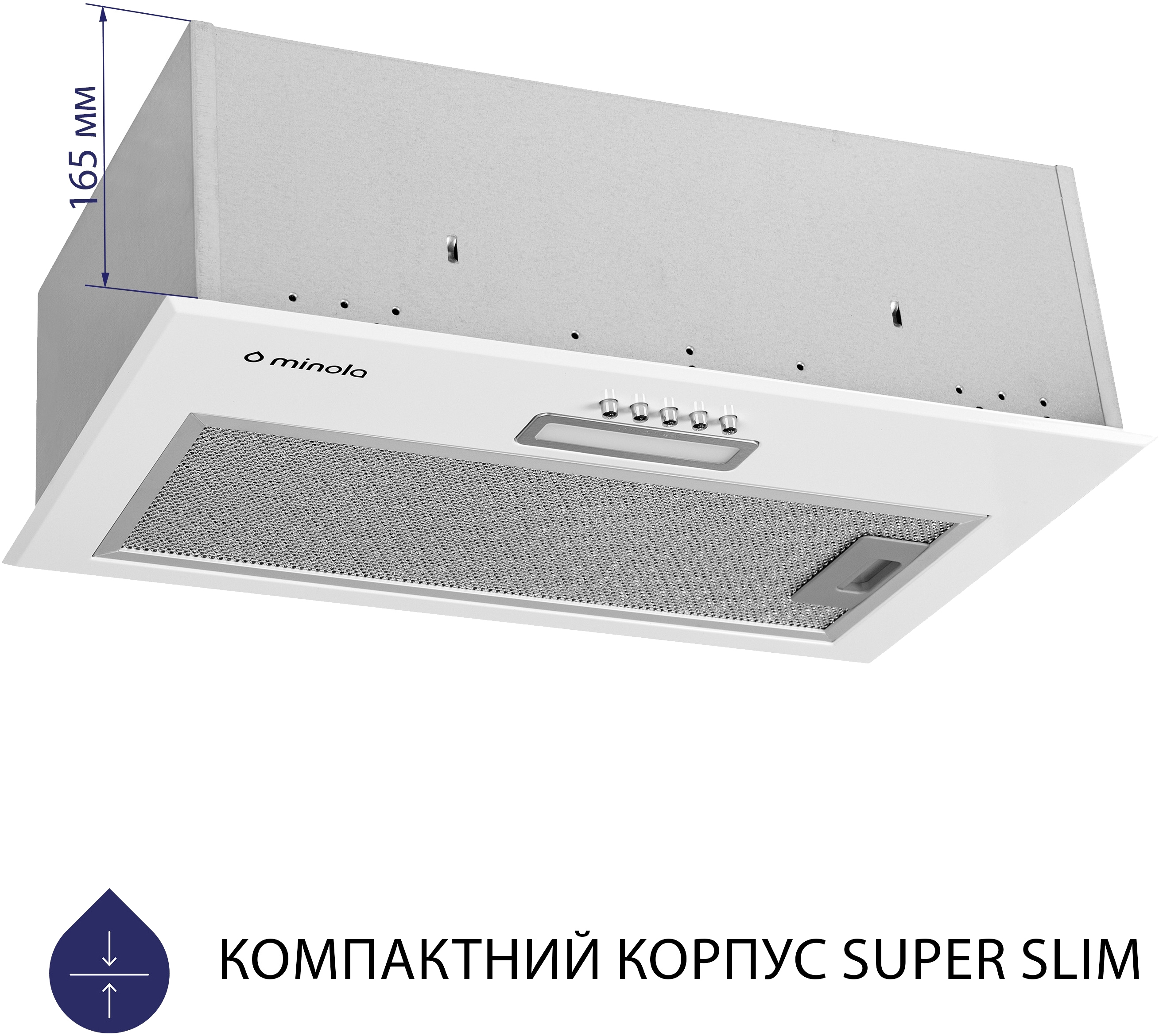 Вытяжка кухонная Minola HBI 5614 WH 1000 LED цена 3799 грн - фотография 2