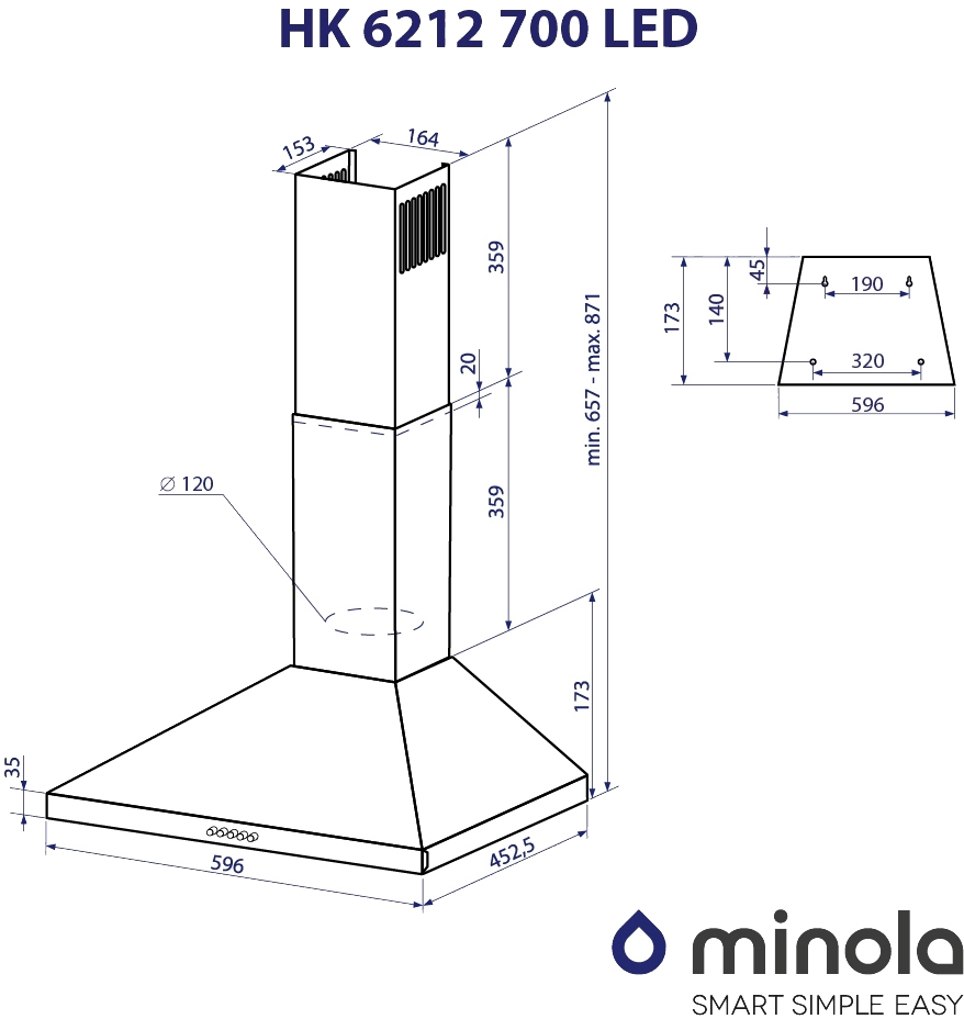 Minola HK 6212 BR 700 LED Габаритні розміри