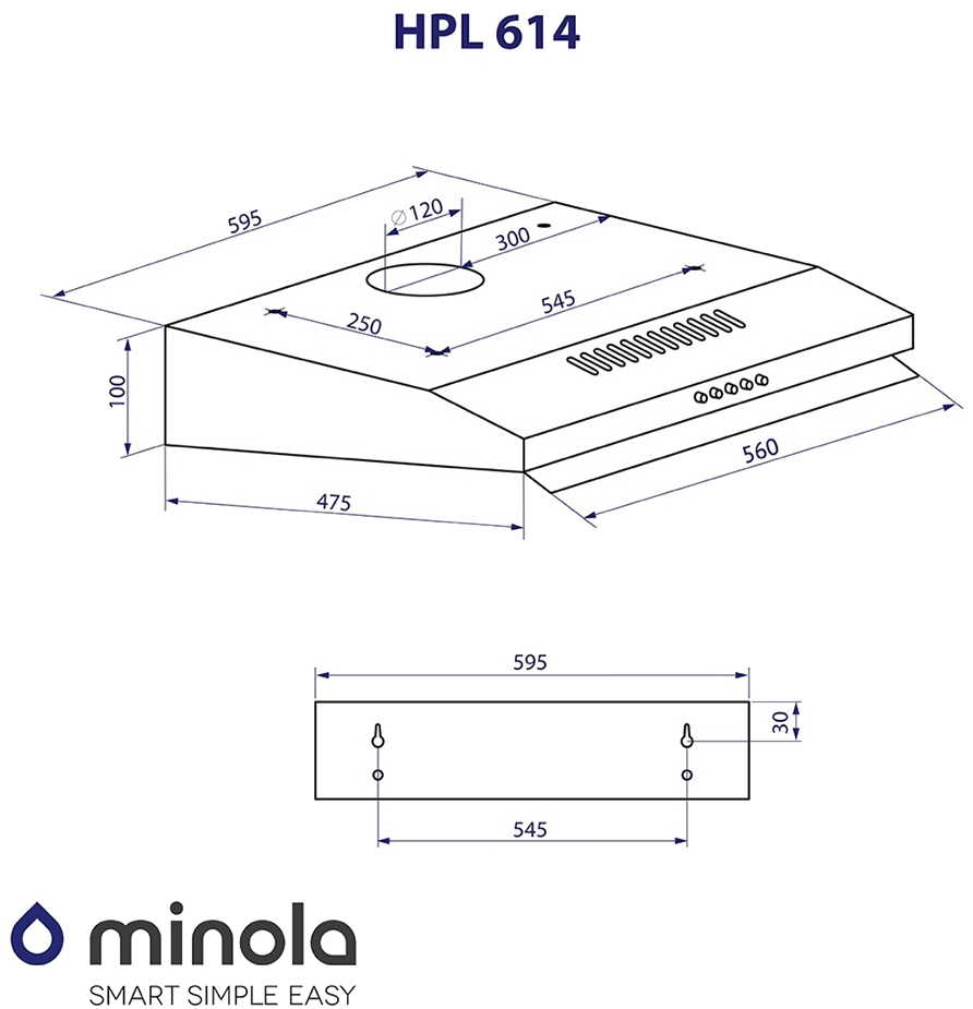 Minola HPL 614 WH Габаритні розміри