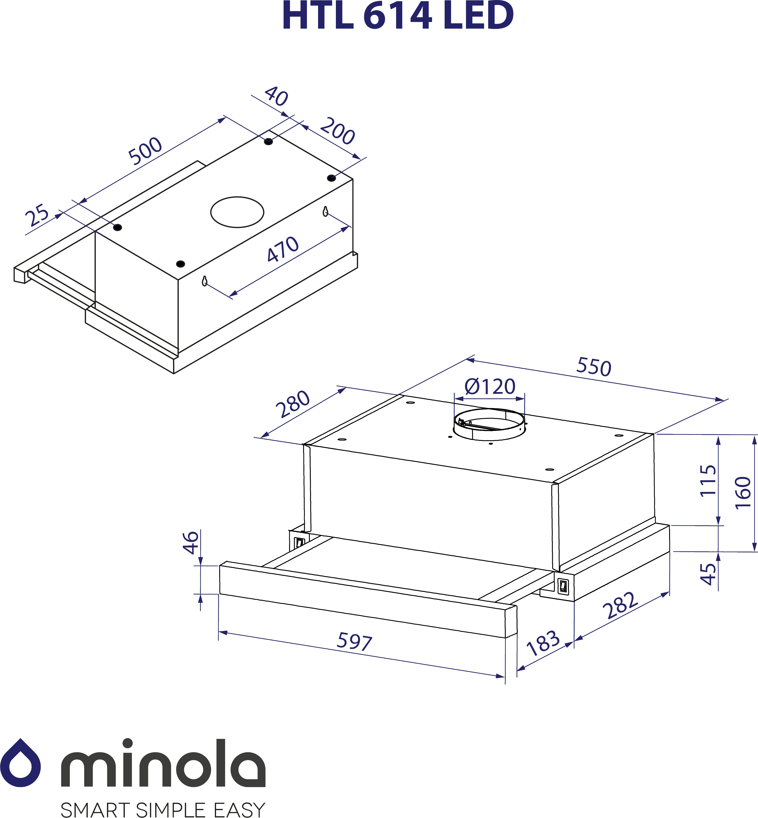 Minola HTL 614 I LED Габаритні розміри