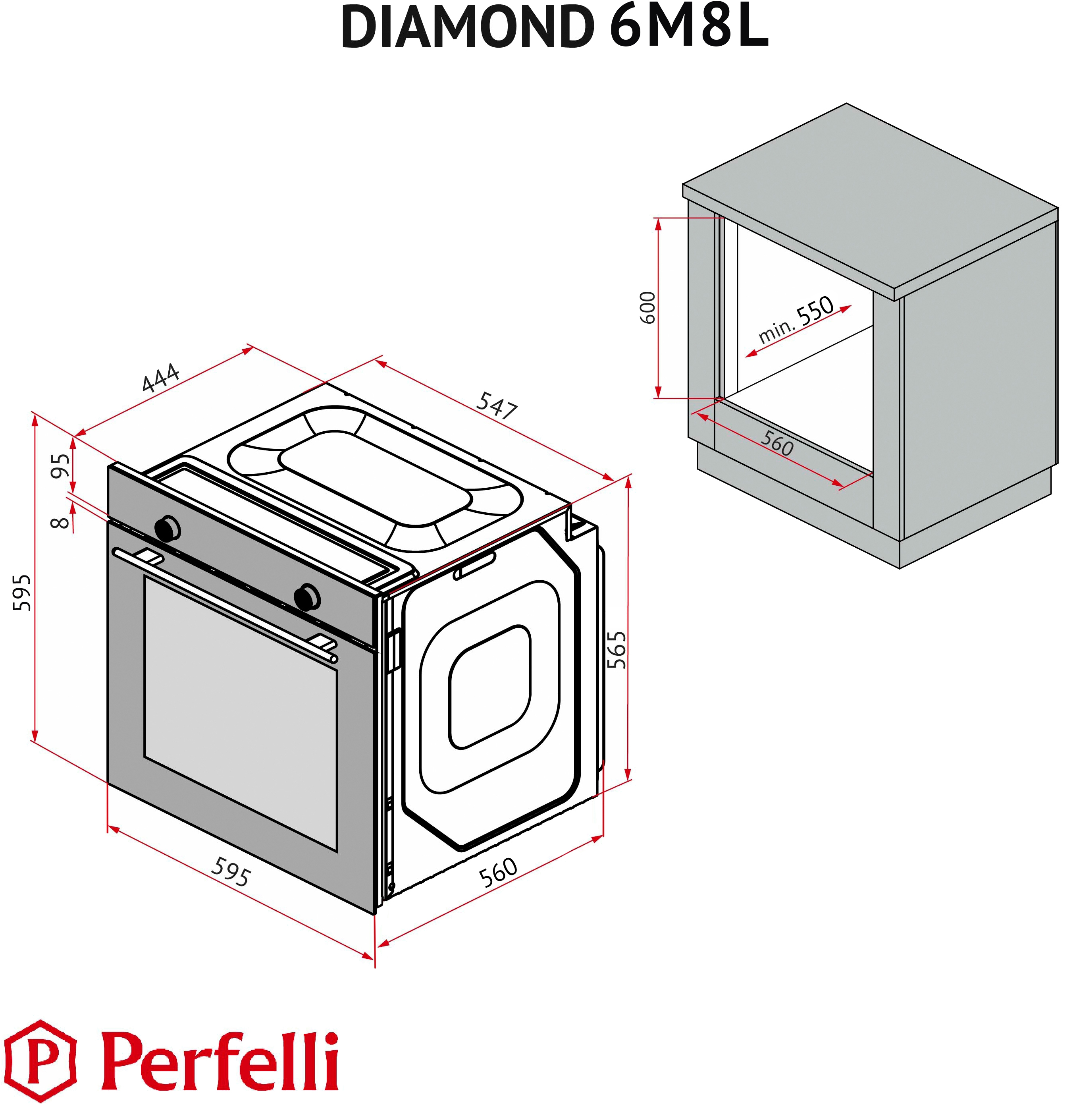 Perfelli Diamond 6M8L BIANCO Габаритні розміри