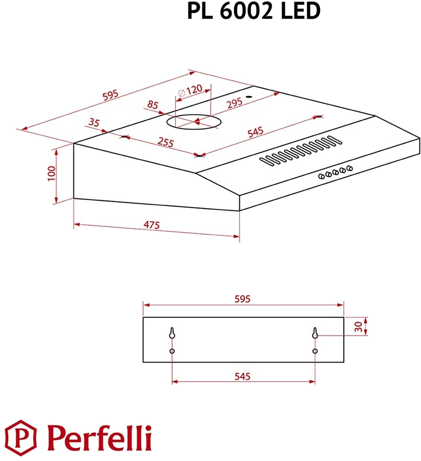 Perfelli PL 6002 BL LED Габаритні розміри