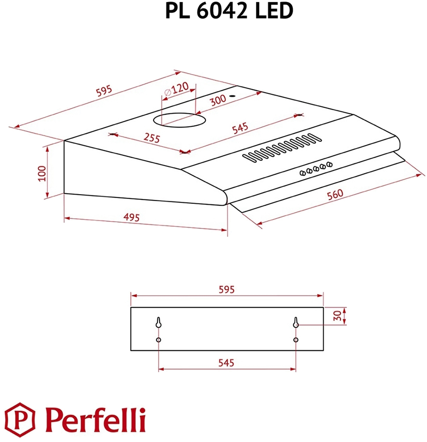 Perfelli PL 6042 W LED Габаритні розміри