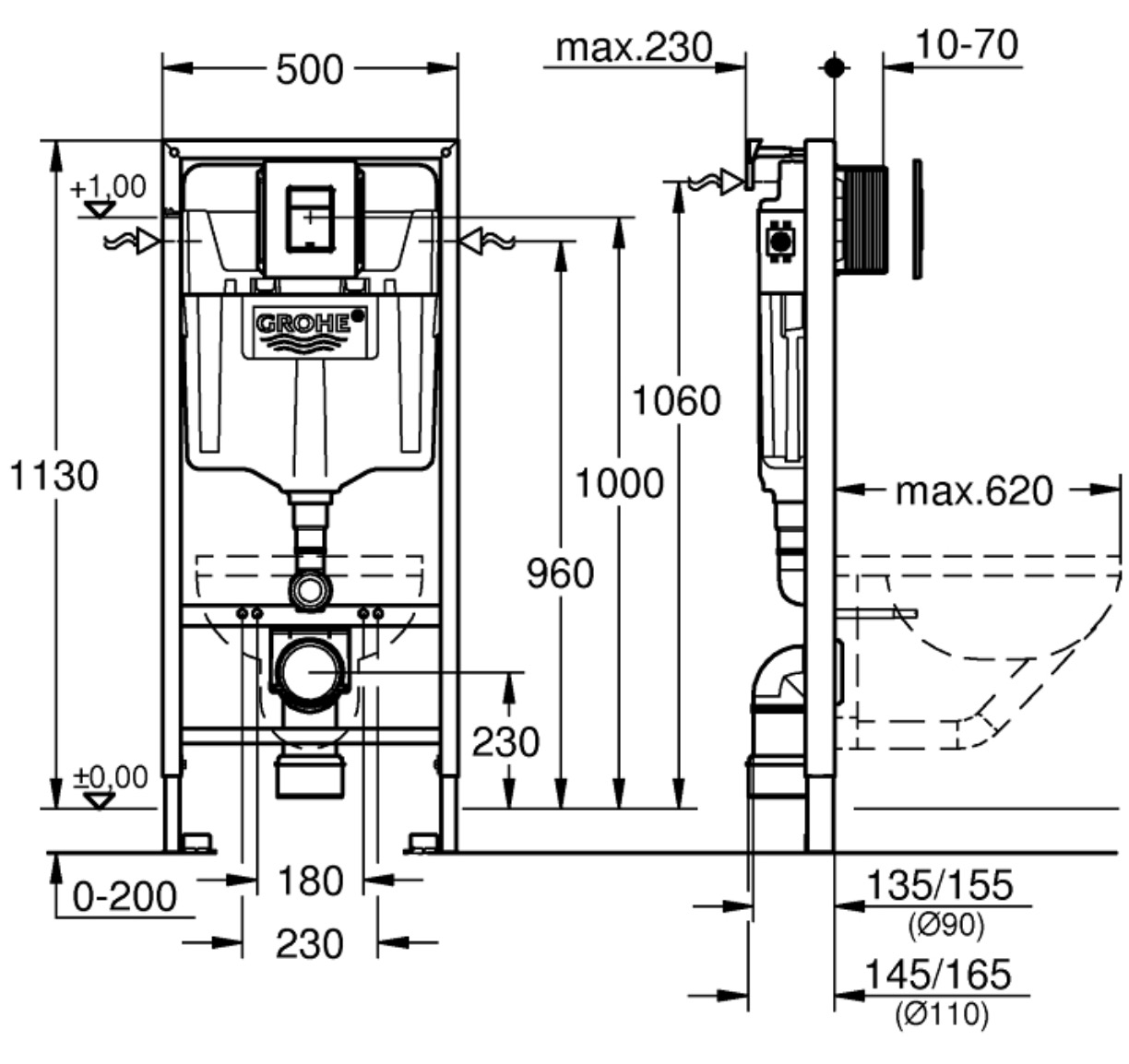 Grohe QuickFix Solido 388112430 Габаритні розміри