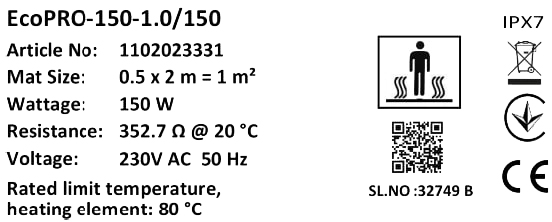 Комплект Мат нагрівальний Warmstad Max EcoPRO-150-1.0/150 W/m2 з терморегулятором RTP інструкція - зображення 6