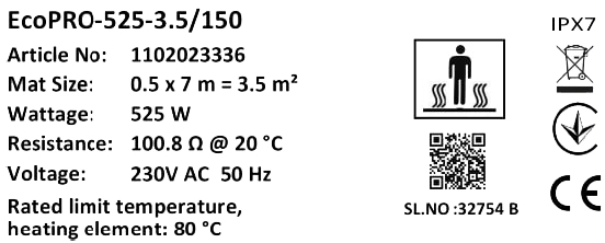 Комплект Мат нагрівальний Warmstad Max EcoPRO-525-3.5/150 W/m2 з терморегулятором RTP інструкція - зображення 6