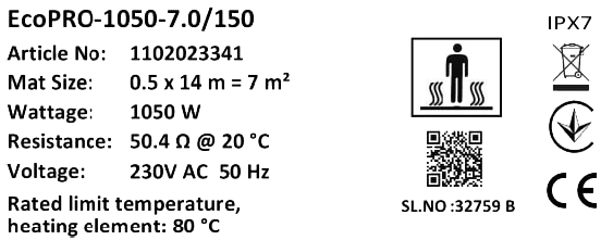Комплект Мат нагрівальний Warmstad Max EcoPRO-1050-7.0/150 W/m2 з терморегулятором RTP інструкція - зображення 6